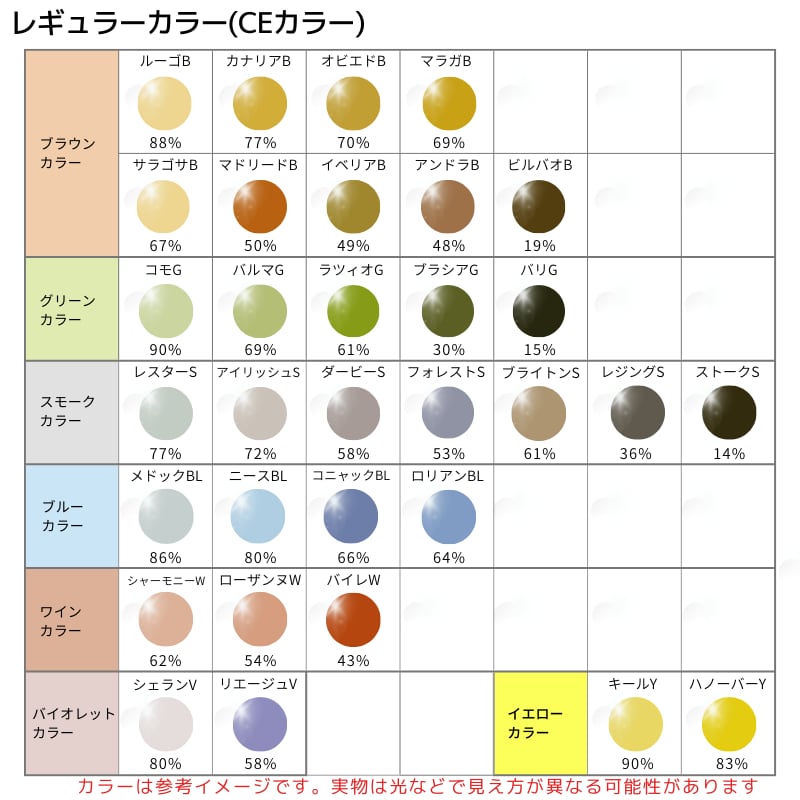 全32色 カラーレンズ 反射防止 ハードマルチコート UVカット 交換用レンズ