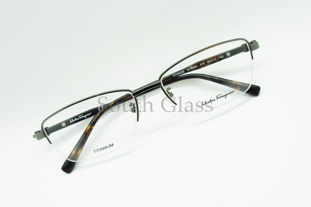 Salvatore Ferragamo メガネ SF2546A 015 ハーフリム スクエア ナイロール ブロー オシャレ ブランド フェラガモ 正規品