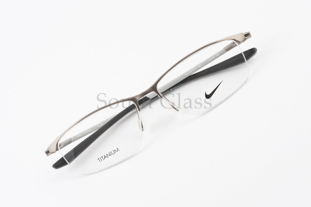 NIKE メガネ 6077AF Col.067 スクエア ナイロール ハーフリム スポーツ 軽量 ナイキ 正規品