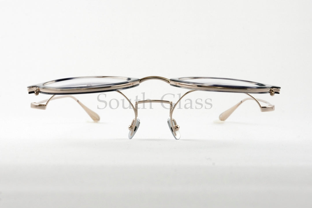 Trad 単式 跳ね上げフレーム Iris C1 Clear Black×Gold アイリス ボストン セル巻き メタル コンビネーション メガネ トラッド 正規品
