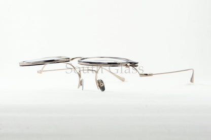 Trad 単式 跳ね上げフレーム Iris C1 Clear Black×Gold アイリス ボストン セル巻き メタル コンビネーション メガネ トラッド 正規品