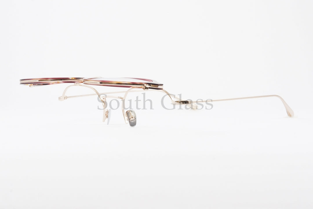 Trad 単式 跳ね上げフレーム Iris C3 Red Sasa×Gold アイリス ボストン セル巻き メタル コンビネーション メガネ トラッド 正規品