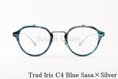 Trad 単式 跳ね上げフレーム Iris C4 Blue Sasa×Silver アイリス ボストン セル巻き メタル コンビネーション メガネ トラッド 正規品