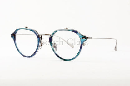 Trad 単式 跳ね上げフレーム Iris C4 Blue Sasa×Silver アイリス ボストン セル巻き メタル コンビネーション メガネ トラッド 正規品