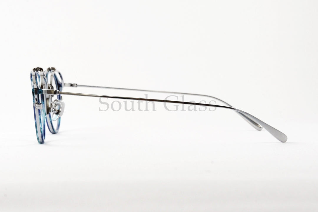 Trad 単式 跳ね上げフレーム Iris C4 Blue Sasa×Silver アイリス ボストン セル巻き メタル コンビネーション メガネ トラッド 正規品