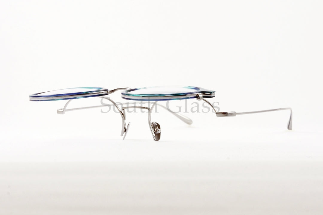 Trad 単式 跳ね上げフレーム Iris C4 Blue Sasa×Silver アイリス ボストン セル巻き メタル コンビネーション メガネ トラッド 正規品