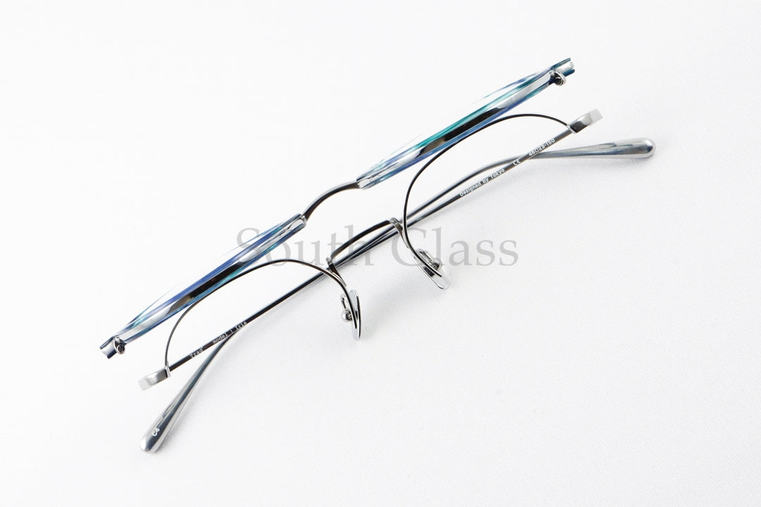 Trad 単式 跳ね上げフレーム Iris C4 Blue Sasa×Silver アイリス ボストン セル巻き メタル コンビネーション メガネ トラッド 正規品
